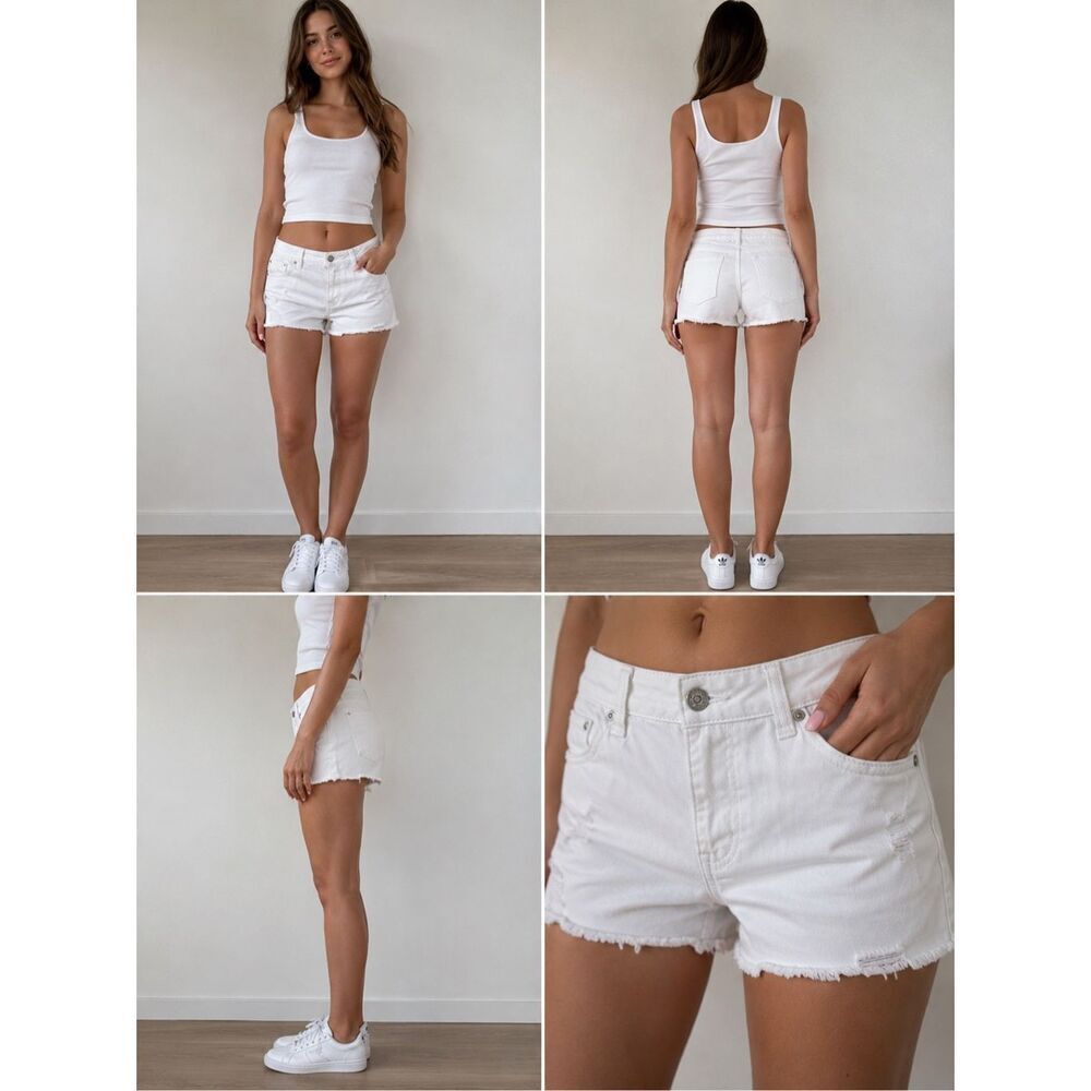 YMI WannaBettaButt? White Distressed Low Rise Denim Shorts Junior Size 13